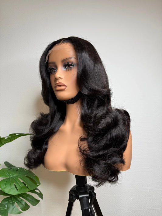 Luxury glueless human hair wig with HD lace on mannequin, Tishwigs Germany